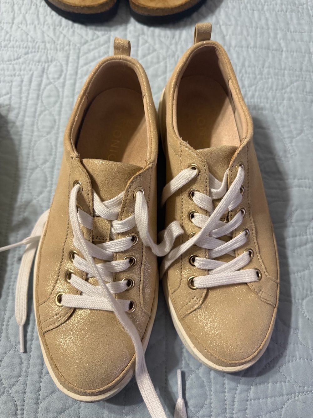 Vionic Gold Metallic Lace-Up Sneakers